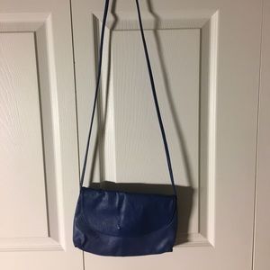 Vintage Blue Leather Crossbody Purse